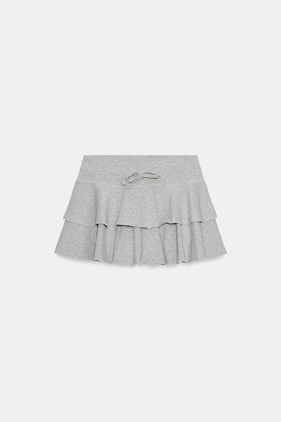 Zara - Ruffled Mini Skirt - Gray Marl - M - Woman