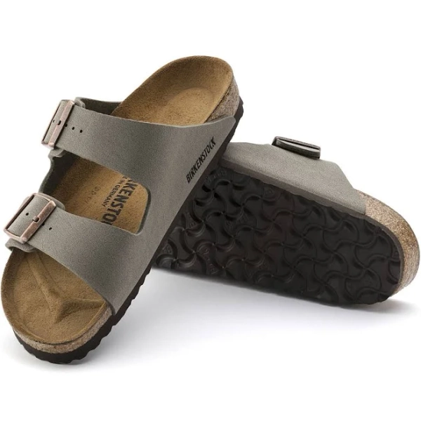 BIRKENSTOCK Arizona Birkibuc Stone Two-Strap Sandals