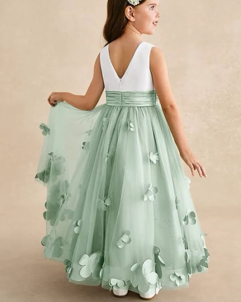 Azazie A-Line Scoop Neck Ankle-Length Tulle Flower Girl Dress