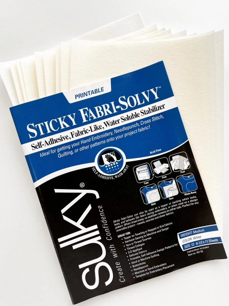 Stick and stitch stabilizer, water-soluble sticky fabric stabilizer, embroidery transfer paper, printable stabilizer