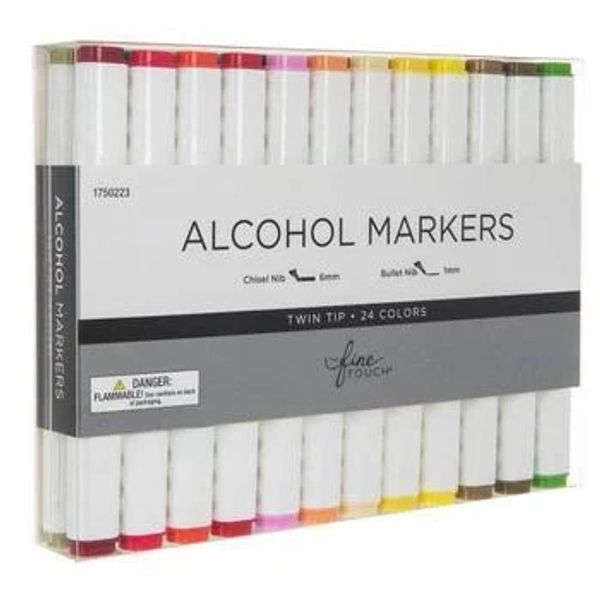 The Fine Touch Twin Tipped Alcohol Markers - 24 Piece Set