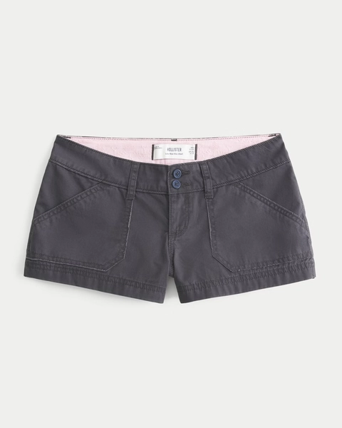 Low-Rise Poplin Pop Waistband Mini Shorts