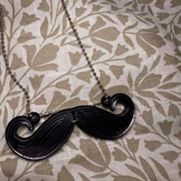 Mustache necklace on silver bowl chain not real silver