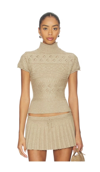 Cable Knit Turtleneck Top