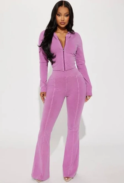 Fashion Nova Long Sleeve Cropped Flare Pant Set