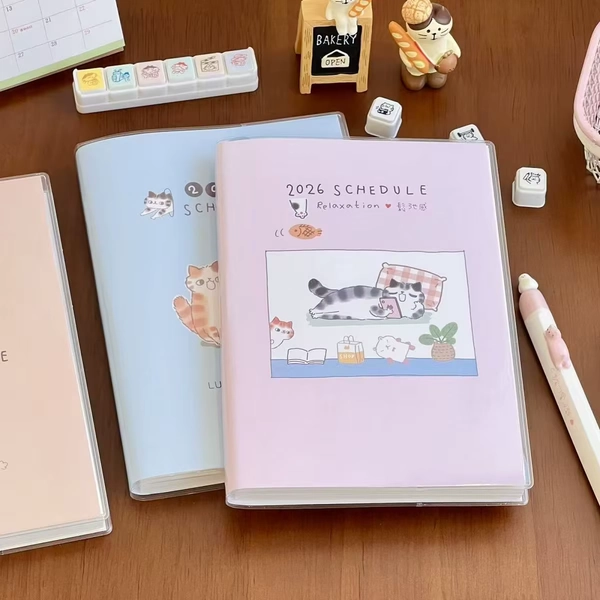 2026 Cute Cat Planner B6 Notebook Kawaii Student Schedule with Color Pages, Ins Aesthetic Journal for Study Exam Gift Set - AliExpress 21
