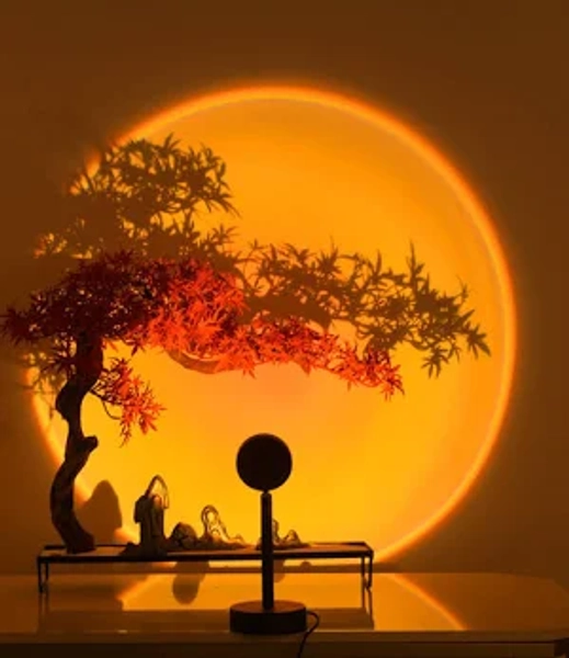 GY Sunset lamp 4 Colors Sunset Projection Lamp 5W Sunset Light for Home Decor 360° Rotating Romantic Vision Mood Light Suitable for Photography,