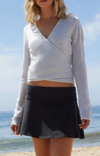 Light Blue Wrap Sweater