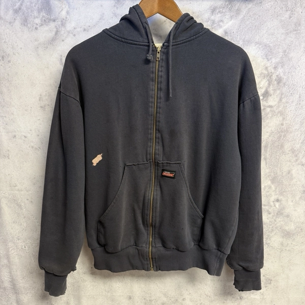Dickies Thermal Lined Hoodie Sweatshirt Mens Medium Navy Blue Zip Grunge