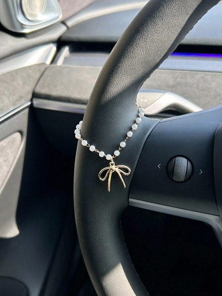 Cross Shaped Car Hanging Decor, Rhinestone Studded Steering Wheel Chain, Cute Car Interior Accessories For Women