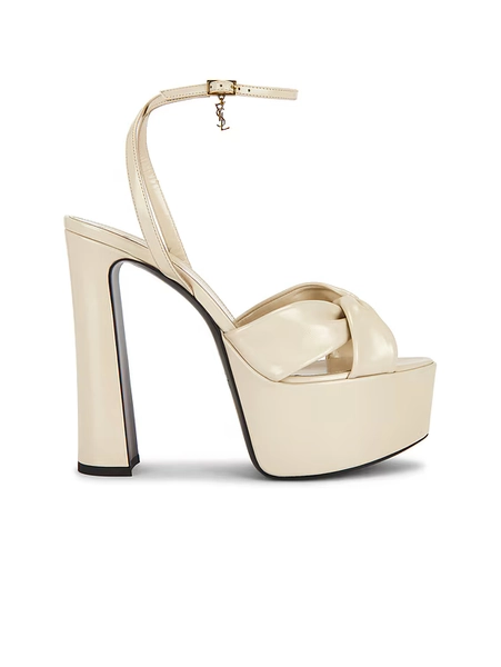 Saint Laurent Franciane Platform Sandal in Light Marble White | FWRD