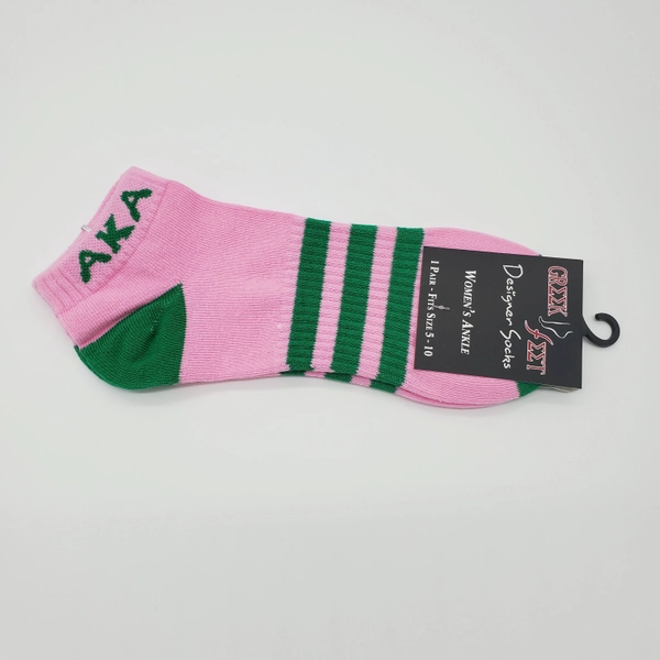 Alpha Kappa Alpha Pink Ankle Socks with Greek Letters -AKAan