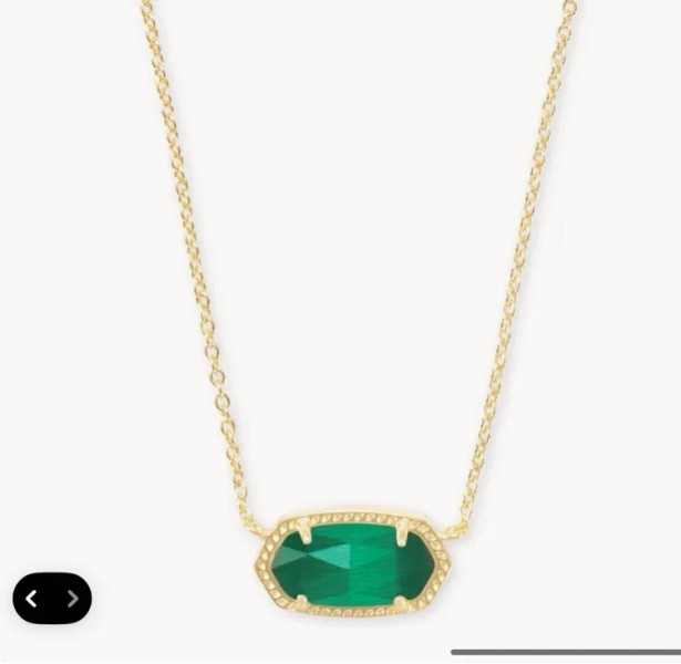 Elisa Gold Pendant Necklace in Emerald Cat’s Eye