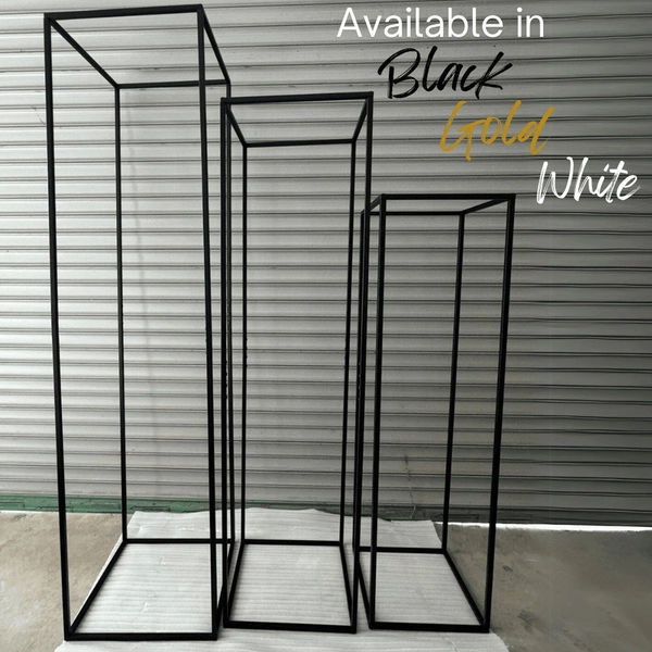 Buy Gold, Black or White Set Of 3 Rectangular Balloon Flower Stand Plinths | Balloons4u