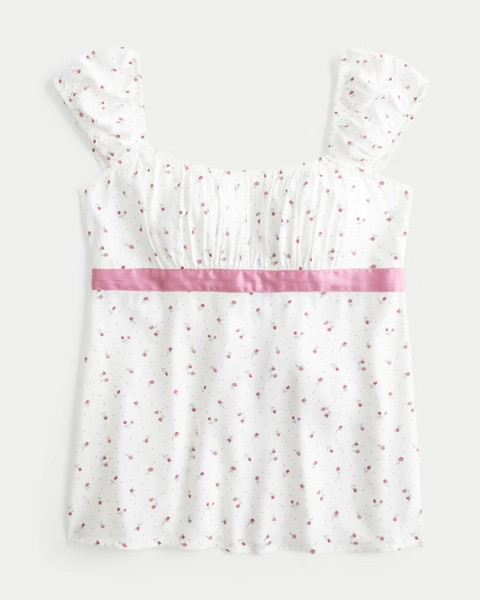 Easy Satin Tie Babydoll Top
