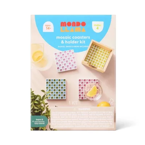 4ct Mosaic Tile Coasters Summer Craft Activity Kit - Mondo Llama™
