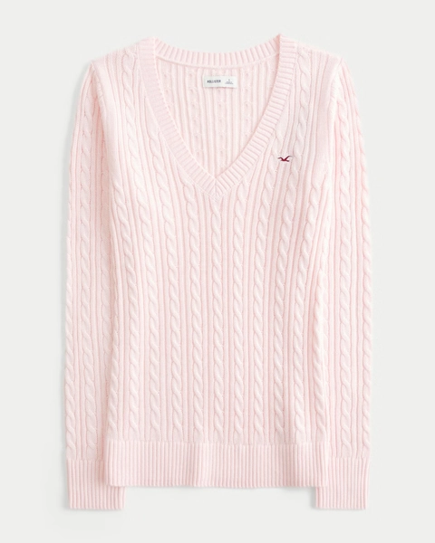Cable-Knit V-Neck Icon Sweater