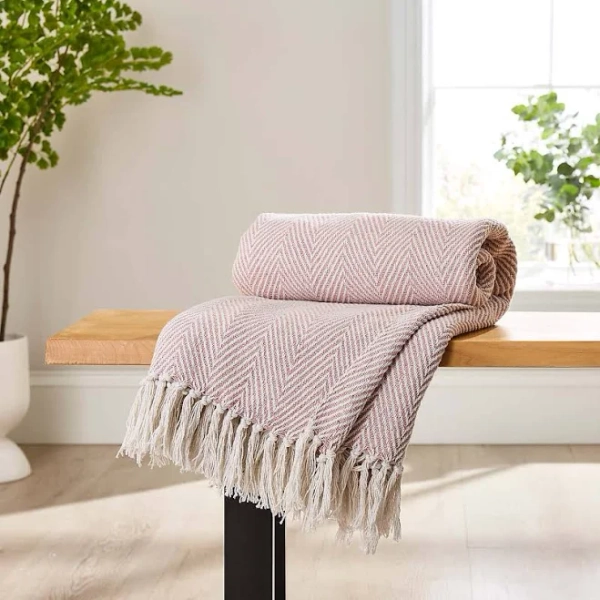 Dunelm Jenson Herringbone Throw Blanket