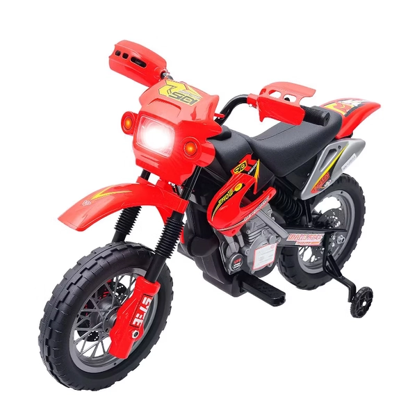 Aosom 6V Kids Motorcycle Dirt Bike, Electric Ride on Toy, Off-road Street Bike with Training Wheels Music Lights, for 5-8 Years, Red : Target
