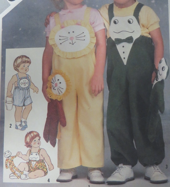 Vtg 80's Simplicity 5305 LION &amp; FROG OVERALL  &amp; TOYS Sewing Pattern Toddler Sz 1