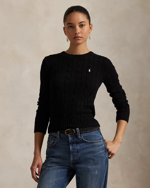 Cable-Knit Cotton Crewneck Sweater | Ralph Lauren