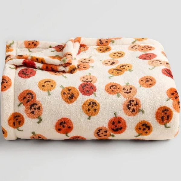 The Big One Halloween Oversized Supersoft Plush Throw Blanket, Pumpkin Polka Dots