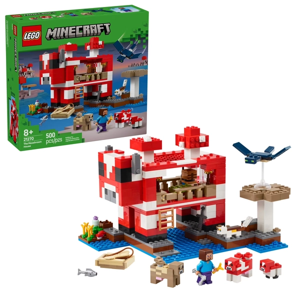 LEGO Minecraft The Mooshroom House Toy Figures and Playset - Building Minecraft Toy for Kids, Boys and Girls, Ages 8+ - with Steve and Other Figures for Pretend Play - Gift Idea for Birthdays - 21270 - Walmart.com