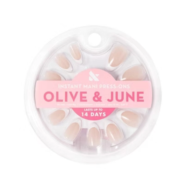 Olive & June Press-On Fake Nails - M Almond - Iconic French - 42ct: Gloss Finish, Medium Size, Almond Shape