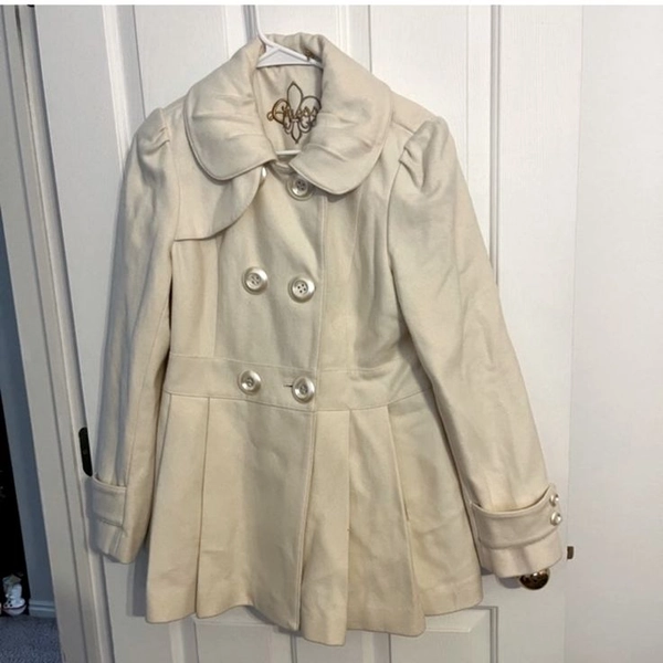 This is a Guess jacket perfect for any occasion and it’s a large jacket. | Blush pink coat, Jackets, Coat