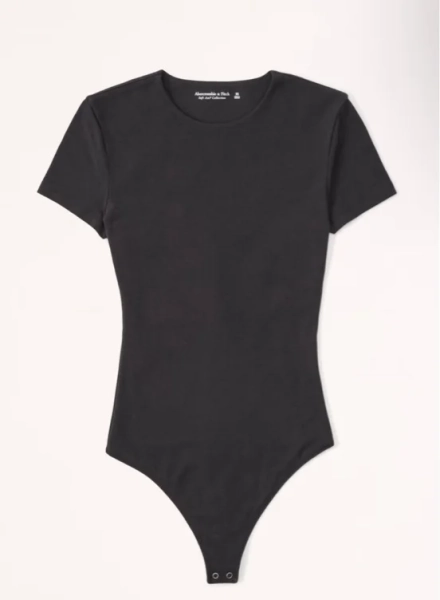 Short-Sleeve Cotton-Blend Seamless Fabric Crew Bodysuit