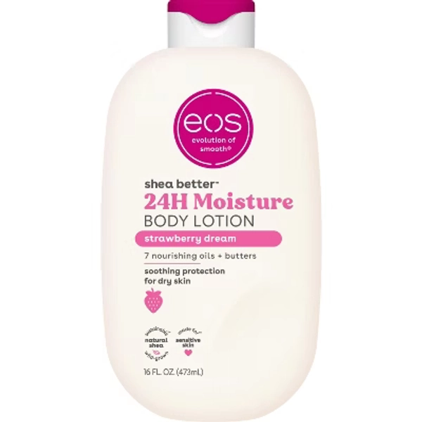 eos Shea Better 24H Moisture Body Lotion - Strawberry Dream - 16 fl oz: Whole Body, Bottle, Normal Skin
