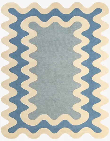 Blue 7' 10 x 10' Happy Rugs Wiggles Wool | Rugs.com