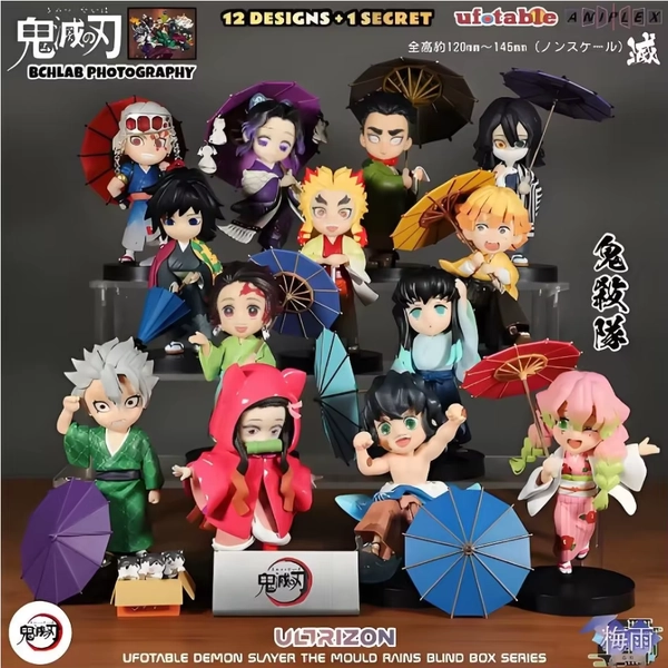 Demon Slayer Plum Rain Series Blind Box Tanjiro Kamado Nezuko anime cartoon figure creative statue model ornament surprise gift - AliExpress 26