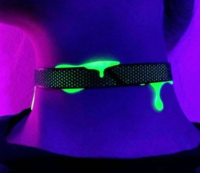 Drip UV Choker By RBF (Psychedelic Choker, Necklace, Festival accessories, Rave Choker, Blacklight, Trippy, Neon, Glow, Pink, Party, LSD)