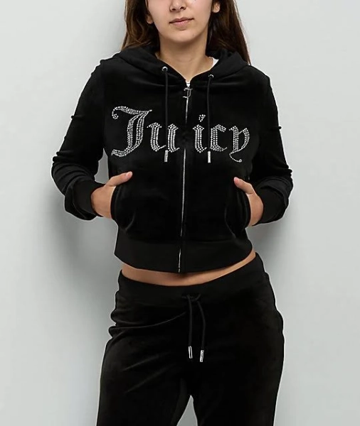 Juicy Couture Diamante Velour Crown Hoodie