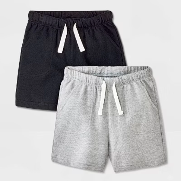 Toddler Boys' 2pk Knit Shorts - Cat & Jack™ Black/Gray 18M