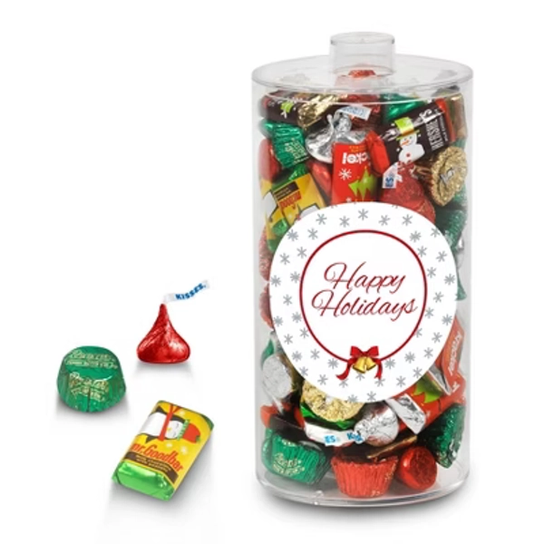 130 pcs Christmas Gift Tin with Hershey's Holiday Chocolate Candy Mix (2 lb)