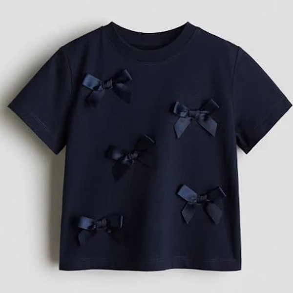 H&M Girls Cotton T-Shirt with Bow
