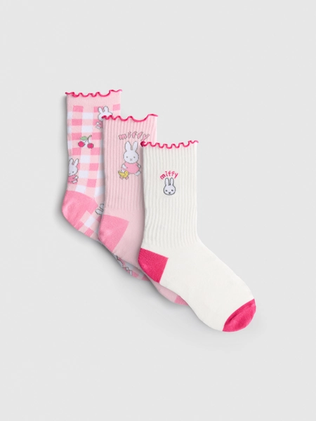 3pk Miffy Cotton Blend Crew Socks