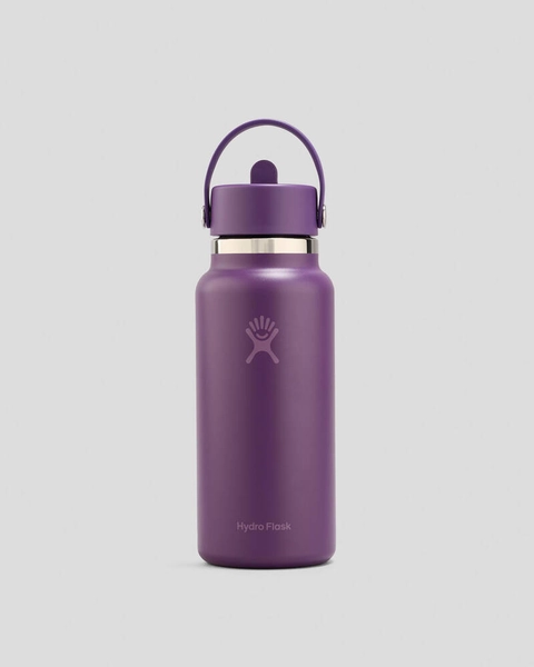 Hydroflask BeachPlum Purple 32oz Wide Mouth Flex Straw Cap Bottle