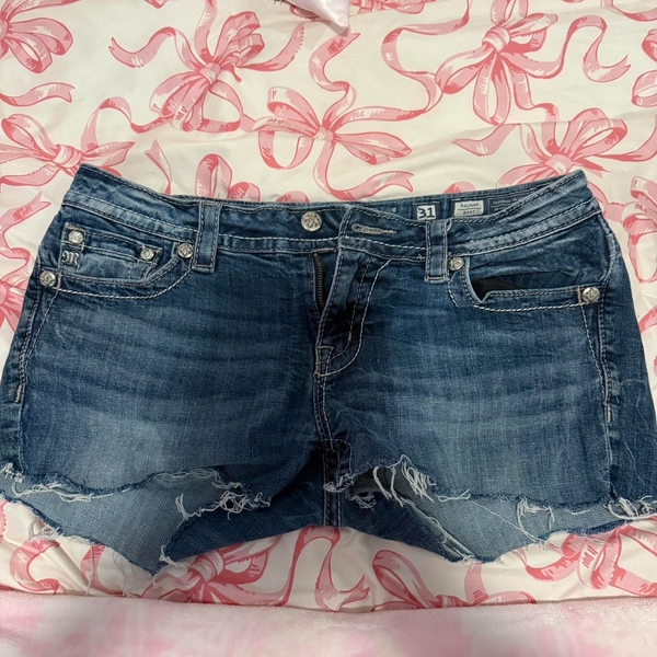 Miss Me blue denim shorts with cute details...