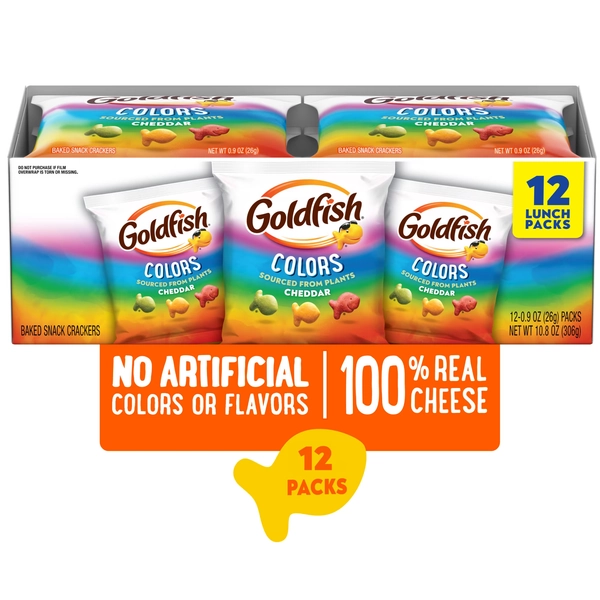 Goldfish Colors Crackers, Snack Pack, 0.9 oz, 12 Count Multi-Pack Tray - Walmart.com