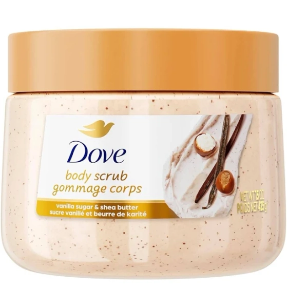 Dove Vanilla Sugar & Shea Butter Body Scrub Exfoliates 15 Ounce (pack
