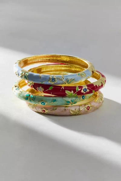 Jane Enameled Floral Bangle Bracelet
