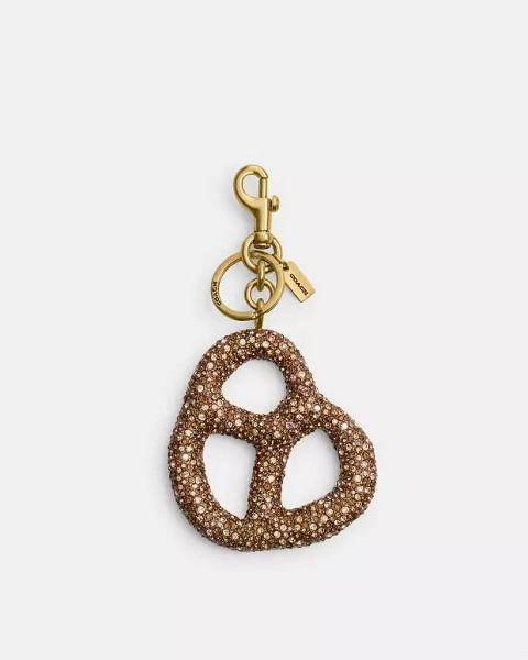 Brass/Brown Crystal Pretzel Bag Charm