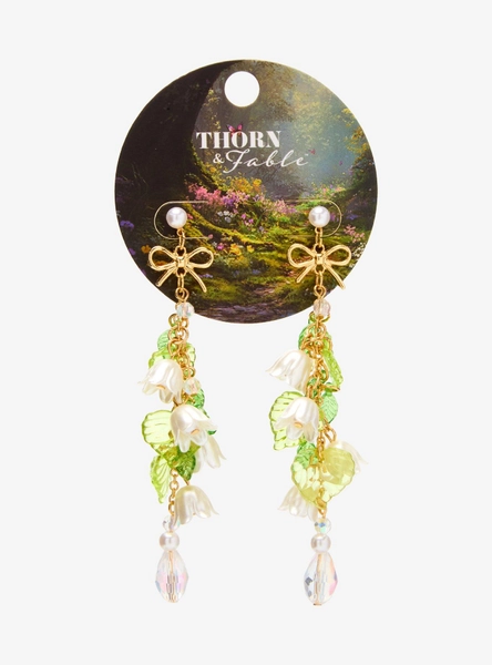 Thorn & Fable Lily Of The Valley Bow Drop Earrings