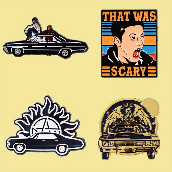 4pcs/set "Supernatural" Cartoon Lapel Pins Enamel Pin for Backpacks Briefcase Badges Brooch for Clothes Accessories Fashion Gifts