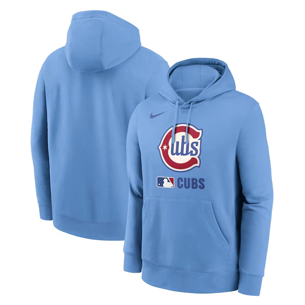 Men's Chicago Cubs  Nike Light Blue Authentic Collection Lockup Alternate Logo Performance Pullover Hoodie