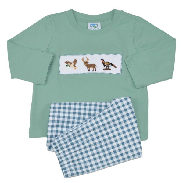   Hand Smocked Wildlife Shirt and Pants Set