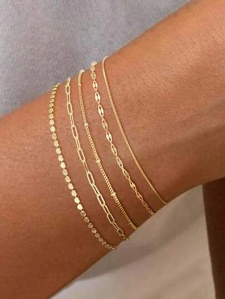 5pcs/Set Elegant Stackable Women Bracelets, Minimalist Jewelry (Bead Quantity Random, Standard Fixed Length)